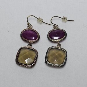 Elegant Ruby and Citrine Dangle Earrings